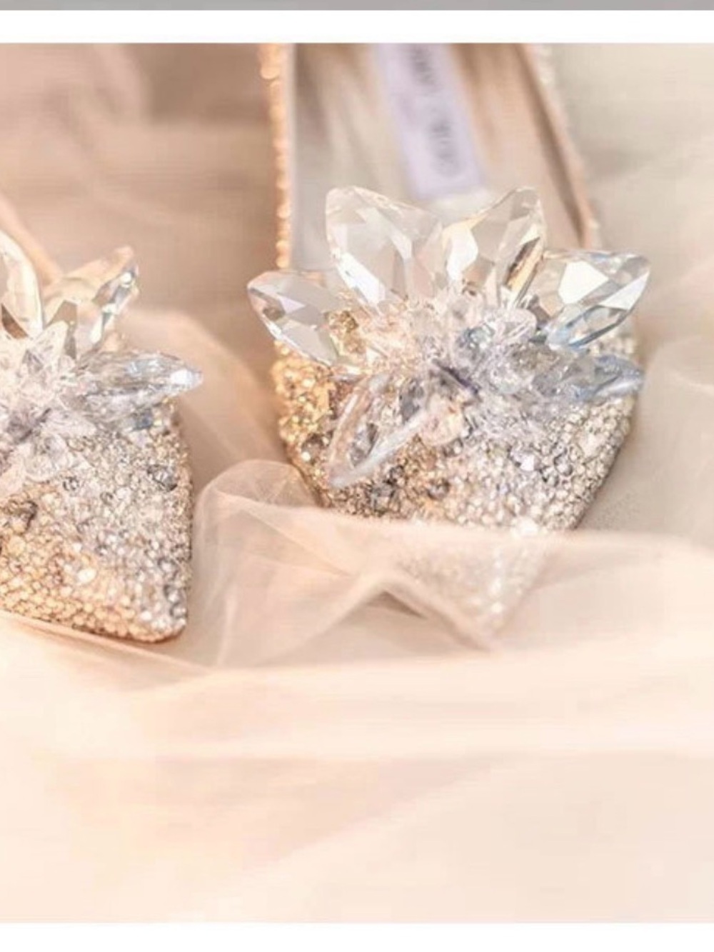 Crystal Embellished Pointed Toe Pumps in Silver - Picture 4 of 16